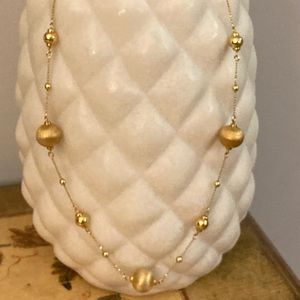 Satin Brushed & Polished Ball & Bead 14k Gold Clad 32” Necklace